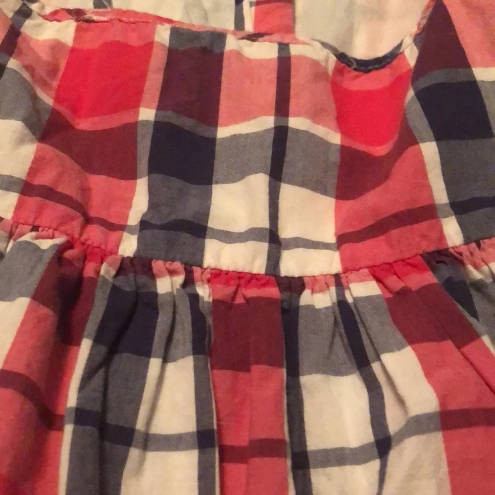 Gap kids Red white blue plaid, buttondown dress 4T